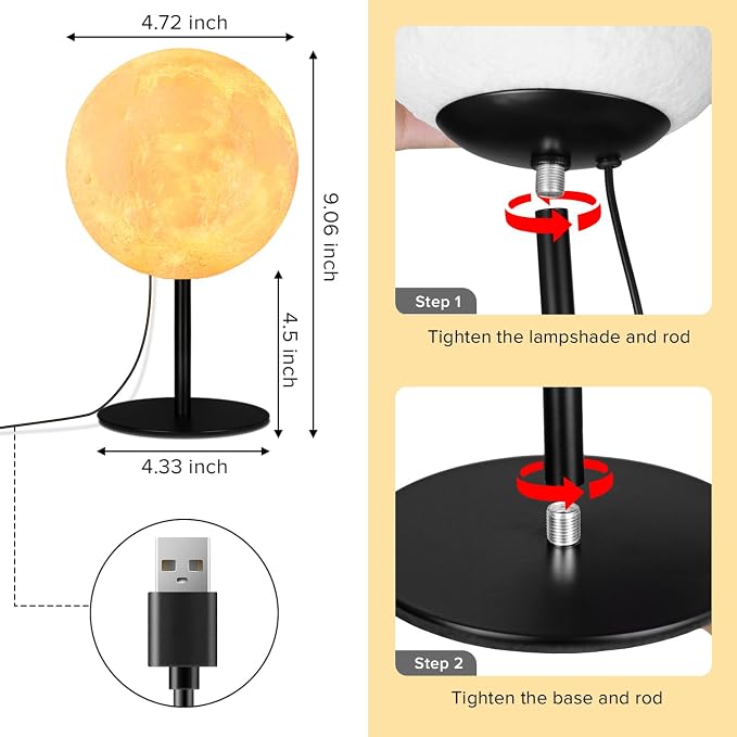 Dimmable Moon Night Light with 30 Lighting Settings for Bedroom and Desk