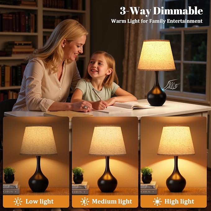 16.1-Inch Touch Control Table Lamp with 3-Level Dimming and LED Bulb