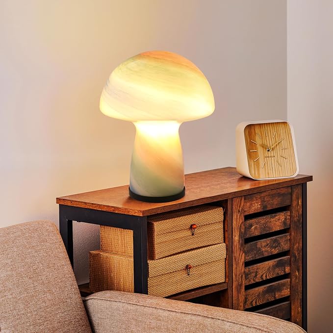 Rainbow Mushroom Glass Table Lamp with Stepless Dimming