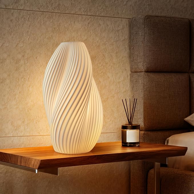 Handcrafted Modern Ceramic Table Lamp with Ribbed Artistic Design